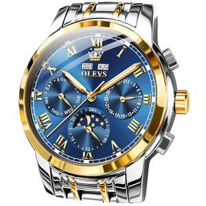 OLEVS 남성 자동 시계 셀프 와인딩 기계식 럭셔리 드레스 스테인리스 스틸 방수 손목시계 남성용