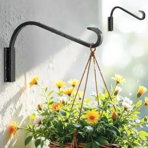 실내/외 벽걸이용 사프루프 12인치 2팩 식물 걸이 - 튼튼한 홀더 및 새 모이통 후크 장식용 블랙 메탈