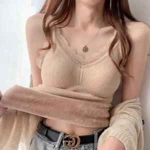 LND (당일출고) 포근한 여성 융털 기모 레이스 브라탑 캡내장 보온 이너 나시 겨울