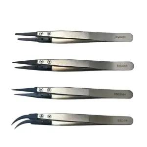 시계 바늘 설치 작업 핀셋 직선형 팔꿈치 핸들 스테인레스 정전기 방지 플라스틱 ESD-259A