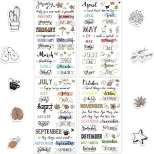 Easty 24매 월간 플래너 스티커 크리에이티브 저널링 달력 종이책 장식 액세서리 스크랩북용 미적 캘린더
