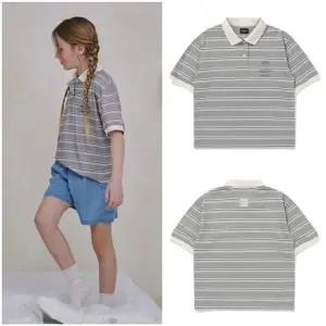 [갤러리아] [블루테일]AAB4TS06GY 그레이 스트라이프 카라 반팔 티셔츠