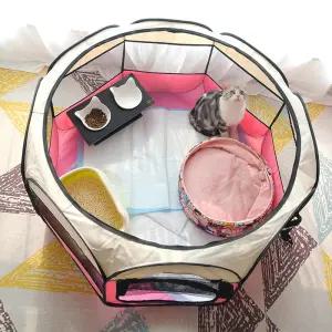 접이식 애완 동물 텐트 개 집 캠핑 액세서리 케이지 팔각형 울타리 야외 놀이펜 강아지 쉘터