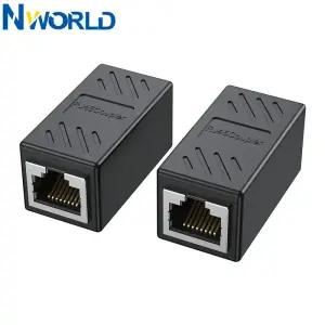 2Pcs RJ45 커넥터 커플러 이더넷 케이블 LAN 인라인 Cat7/Cat6/Cat5e 연장 어댑터 암 검정색
