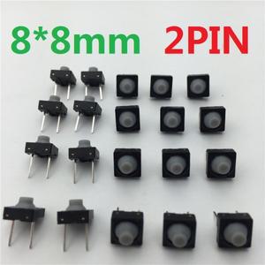 20 개/몫 8x8x5.5MM 2PIN G78 전도성 실리콘 무음 촉각 택트 푸시 버튼 마이크로 스위치 셀프 리셋