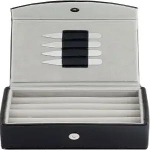 커프-대디 남성 가죽 여행용 커프링크 링 보관 상자 케이스에 금속 칼라 스테이 2세트 포함 - 9~12켤레