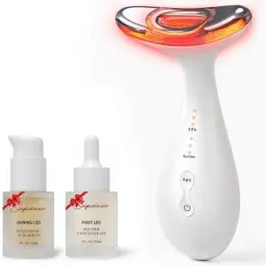 얼굴 및 목 미용 마사지기용 오로라 레드 라이트 3-in-1 흡입 진동 열 피부 광채를 위한 3가지 테라피 팅