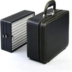 Oirlv 블랙 가죽 주얼리 박스 핸드메이드 여행용 정리함 보관 케이스 홀더 여성 귀걸이 반지 목걸이 펜던트