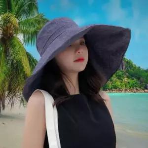 넓은챙큰모자 여름햇빛가리개 스타일 와이드 넓은챙 여성 린넨 모자 여자 버킷햇