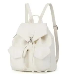 라인 버클 미니 투포켓 여성 백팩 글로시 레더 복조리