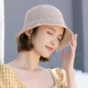 귀여운 뜨게 숏챙 니트 무지 모자 여행 캠핑 스타일