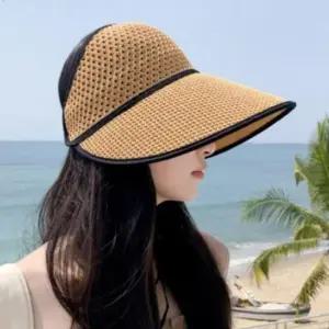 여성용 돌돌이 썬캡 니트 짜임 비치 모자 챙넓은 햇빛차단 여름 바캉스 해변 자외선차단 패션 선바이저