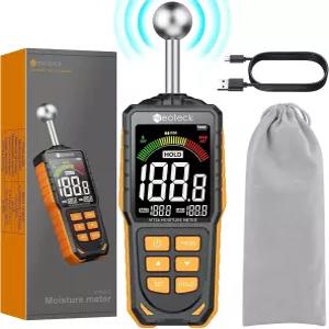 네오텍 구면 유도 습도계 5-40mm 분석 핀리스 3색 LCD 인디케이터 USB 충전식 목재계 조명 및 벽 석조