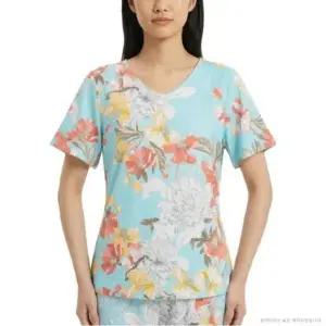 [갤러리아] 플라워 나염 폴리 스판 여성 3부 이지웨어 실내복 상의 (EZ1965)