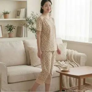 [갤러리아] 폴리스판 플라워 여성 홈웨어 이지웨어 7부 하의(EZ1963B)