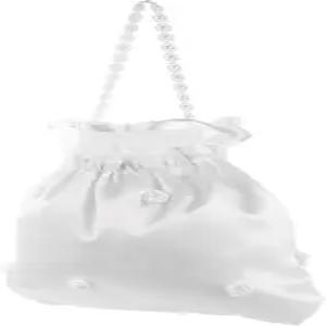 신부 핸드백 들러리 플라워 걸백을 위한 결혼식 날용 NUOBSTY 가방 22x21cm 화이트 새틴 웨딩 지갑