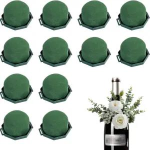 플라워 폼 홀더 가 포함된 12개의 녹색 원형 플로럴 및 와인 병 배열용 38Yd 와이어 웨딩 센터피스 DIY