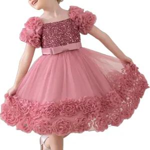 부활절 결혼식 생일 또는 졸업식을 위한 3D 꽃 자수 플라워 걸 드레스 Zvzio 리틀