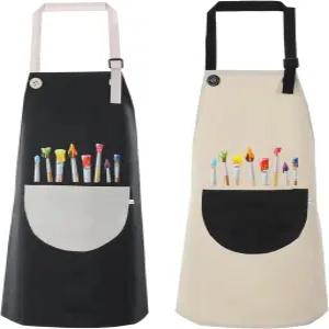 FdcZeyxior 2팩 아티스트 앞치마 조절 가능한 방수 가드닝 귀여운 소년 소녀들이 들이 요리 베이킹을 그릴