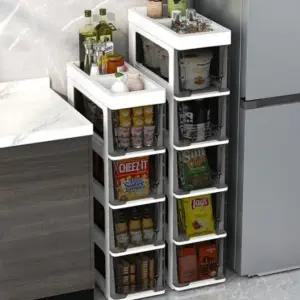 플라스틱 수납장 폭좁은 틈새 서랍장 선반 정리함 5단