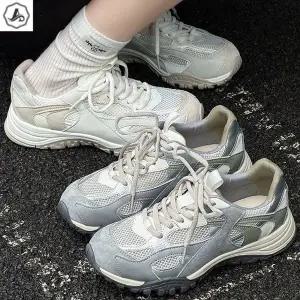 [애슬릿] 메쉬 운동화 콤비 배색 레이스업 키높이 여름 단화 4cm