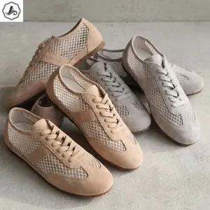 [애슬릿] 여름 스니커즈 레이스업 라인 메쉬 가죽 가벼운 운동화