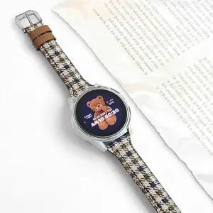 엔터콘 갤럭시워치 6 5 4 슬림 버클 체크 가죽 밴드 갤럭시워치스트랩