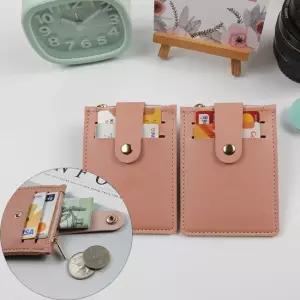휴대용 3포켓 똑딱이 지퍼 신분증 카드지갑 연핑크)1P 신분증지갑 가죽지갑 휴대용지갑