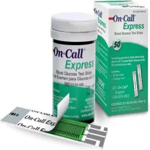 온콜 익스프레스를 통한 혈당 검사 스트립 50 카운트 코딩 필요 없음 몇 초 만에 빠른 판독 정확한