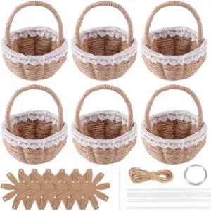 프리블로스 6세트 DIY 직조 바구니 제작 키트 초보자용 위커 용품 부활절 장식용 다기능 손 보관함