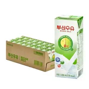 부산우유 멸균우유 흰우유 200ml, 24개