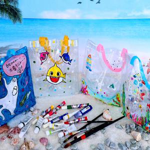 DIY비치백만들기/무지/비치백꾸미기/투명비닐가방