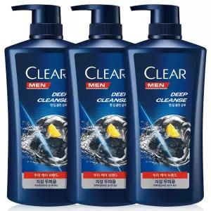 CLEAR 클리어 맨 딥 클린 비듬 샴푸 650ml 3개 두피케어 쿨 샴푸