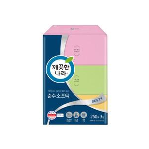깨끗한나라 부드러운 미용티슈 250매 3입