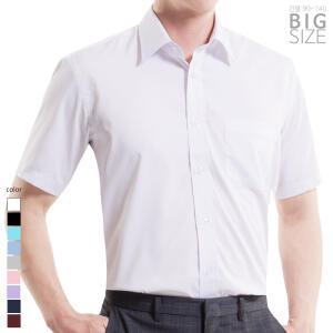 남성 반팔 기본 스판 빅사이즈 와이셔츠 차이나카라 스트라이프 셔츠