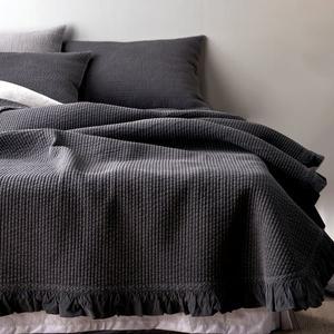 [바숨]순면워싱 피그먼트 프릴이불 겸 침대패드 킹(K) 160x210