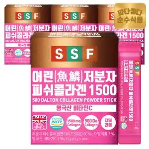순수식품 500달톤 어린 저분자 피쉬 콜라겐 1500mg 스틱 4박스(120포) / 비오틴 비타민C