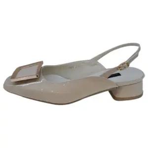 [세라] (3color)제피라인굽 3cm 스퀘어 크링크포인트 라인 미들 슬링백 단화 여성구두 a19g001