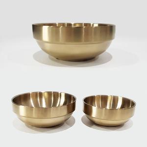 [쿠커스 판다] 리빙아트 티타늄 이중 구조 탕기 /골드 무광 2중 스텐,스테인레스 접시,스탠 국그릇,국대접,면기 / 한정식기,한식,업소용 [각인문의]