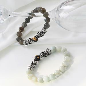 재물운상승 925실버 은비휴 문스톤/래브라도라이트 10mm 탄생석 원석 염주 팔찌