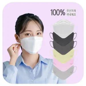 (국산) 100매  KF94 꿈에그린 화이트, 블랙 컬러 마스크(10매입)귀편한 숨편한 보풀없는