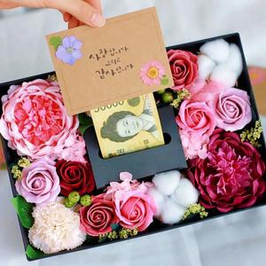 반전 작약 플라워 용돈박스 카네이션 프리저브드 드라이플라워 비누 돈티슈 꽃다발 용돈 이벤트 선물