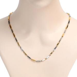 체인목걸이 남자체인목걸이 써지컬스틸 대나무 골드+실버 콤비 목걸이