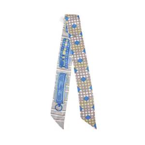 [중고명품] 블루 콜리어스 실크 트윌리 스카프