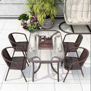 야외 테이블 세트 의자 옥상 테라스 원형 티테이블