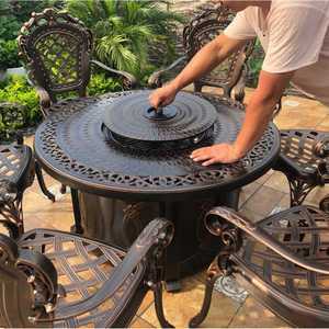 원형 야외 바베큐 테이블 세트 정원 마당 야외용 그릴