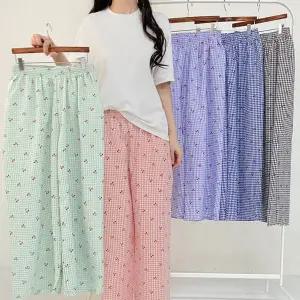 체크잠옷바지/수면바지/하의/허리밴딩/고방/단가라/스트라이프/반바지/체크무늬/아사면/바캉스/휴가/해외여행/여름/트레이닝/일자/여성잠옷/남성/홈웨어/이지웨어