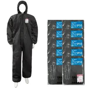 10벌-SB 일회용작업복 원피스_회색 방진복 부직포 보호복 방역복 위생복 일체형 농장 분진 가운