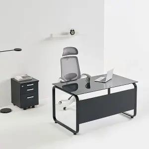 [티에스퍼니처]데임 A형 강화유리 사무용책상 1600x800