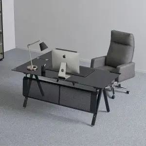 [티에스퍼니처]TS-11 강화유리 중역책상 ㄱ자 세트 1800x800